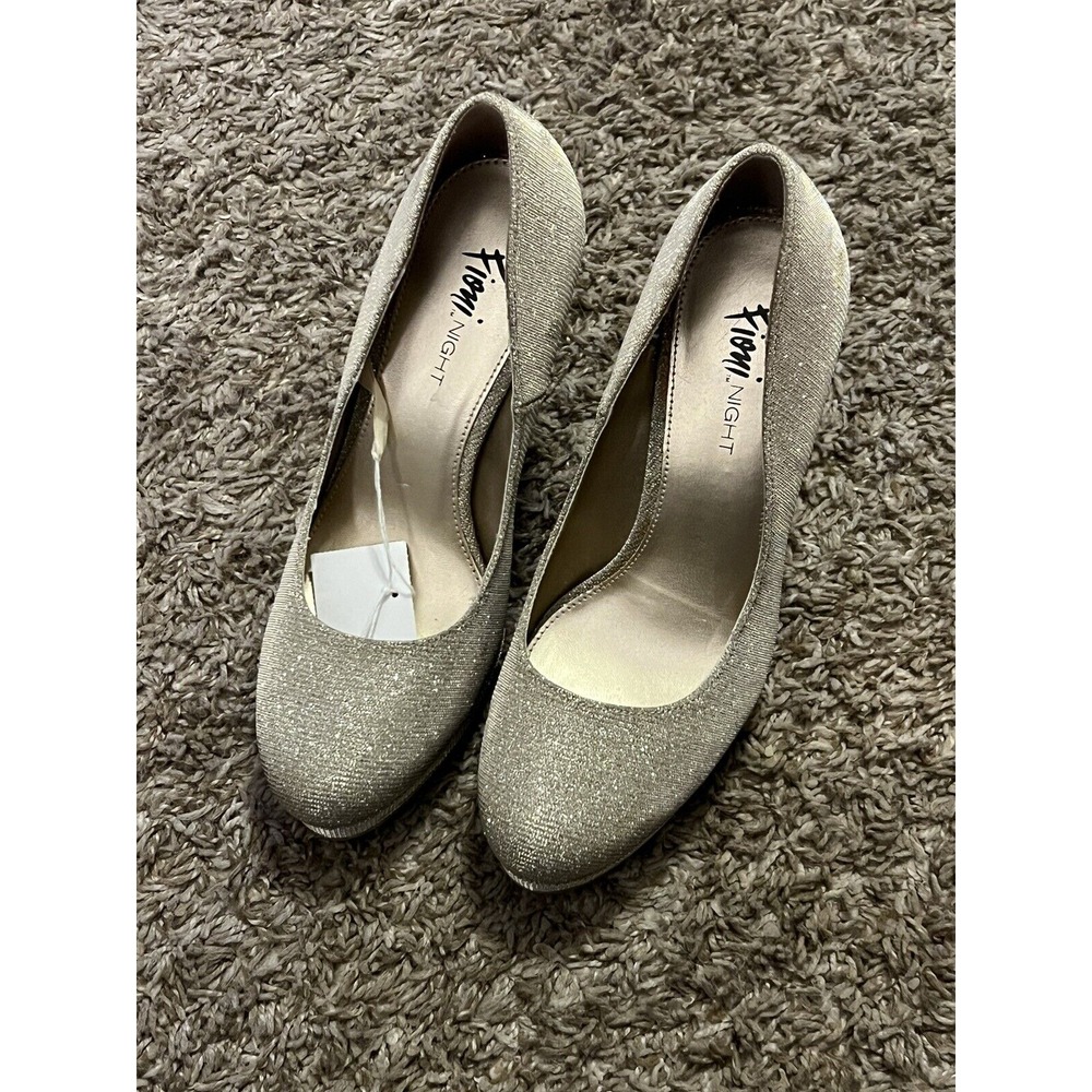 Fioni‎ Night Glitter Slip On Stiletto Heel Shoes Sparkling Dress Pumps Size 7